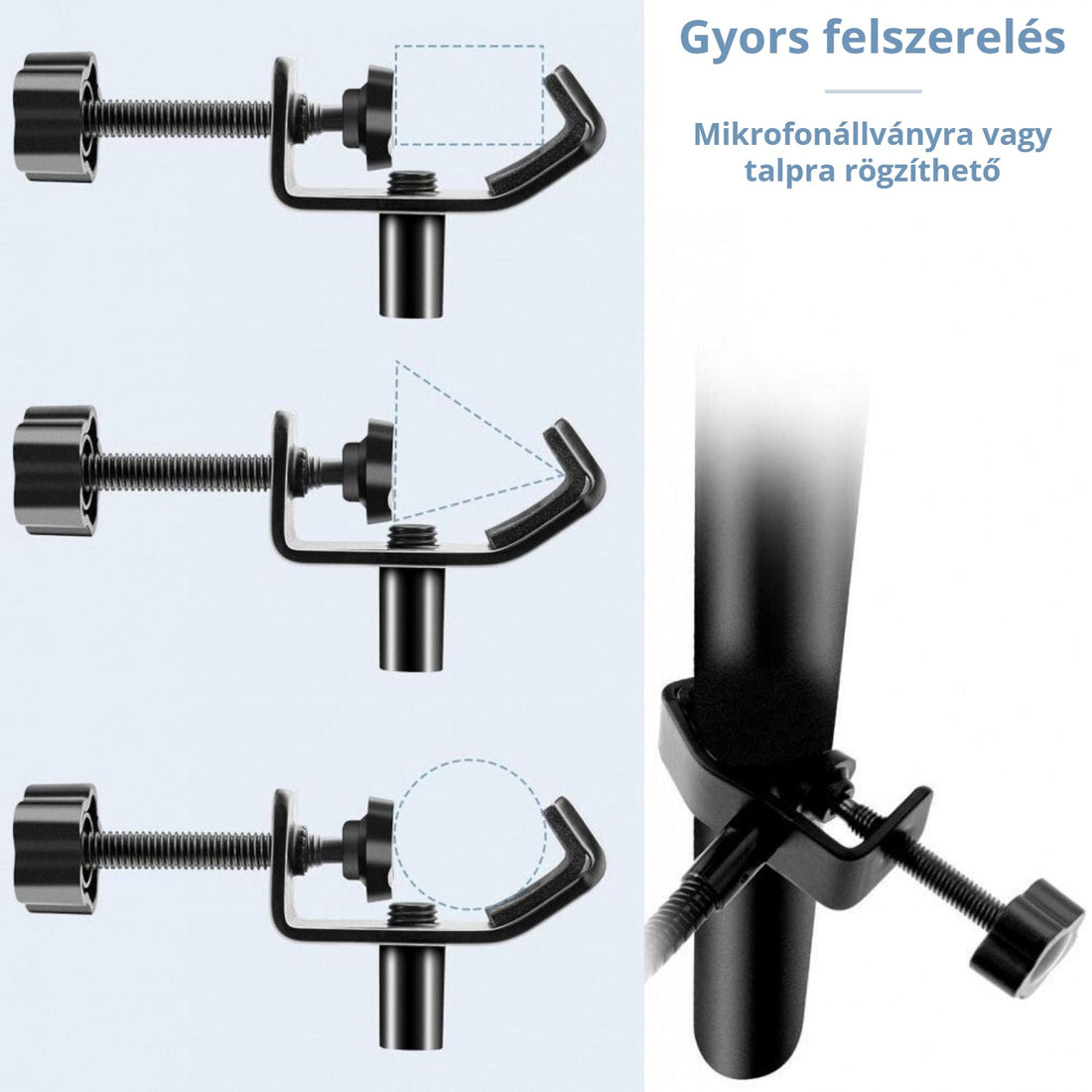 Mikrofon popszűrő – gyors felszerelés mikrofonállványra