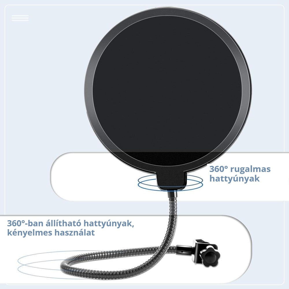 Mikrofon popszűrő 360°-ban állítható hattyúnyakkal
