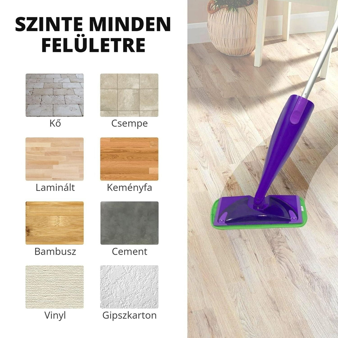 Mikroszálas felmosó póthuzat – szinte minden felületre