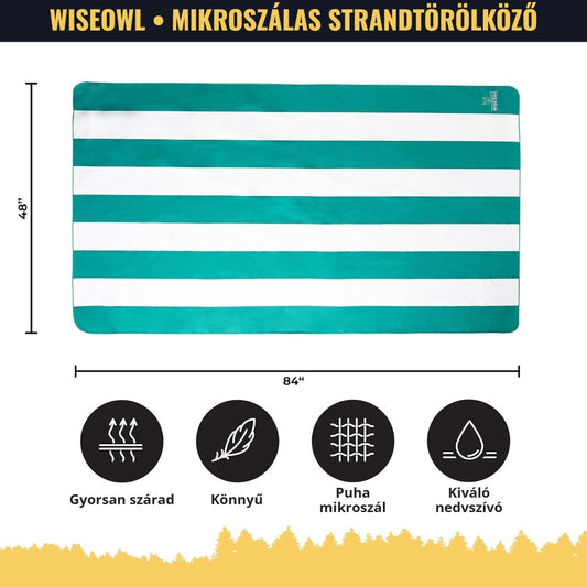 Mikroszálas strandtörölköző – gyorsan szárad, könnyű, puha, kiváló nedvszívó