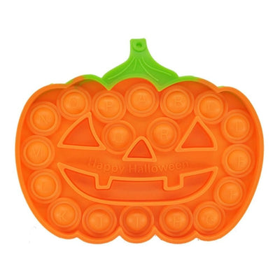 Narancssárga Milestar Pop It Halloween tök tökfejarccal és zöld szárral, elölnézet