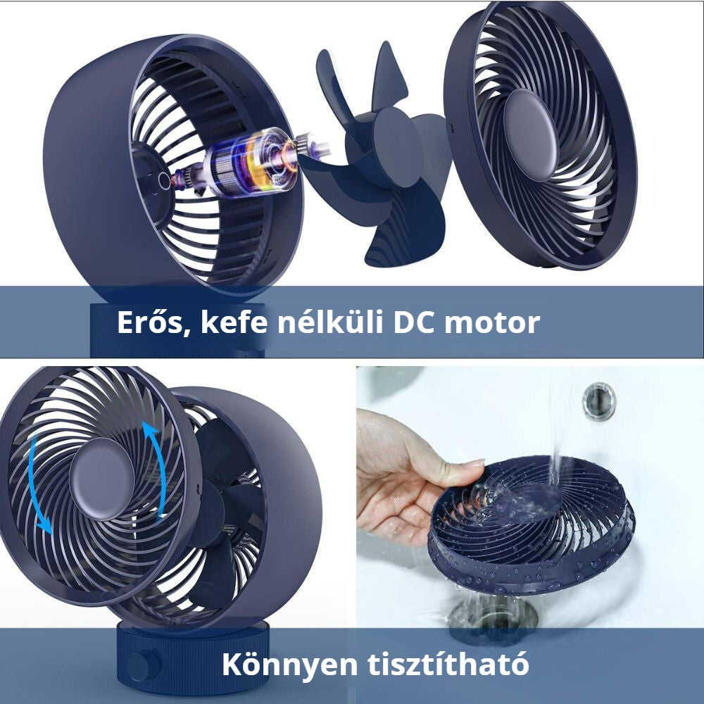 Mini USB-s ventilátor erős, kefe nélküli DC motorral, könnyen tisztítható