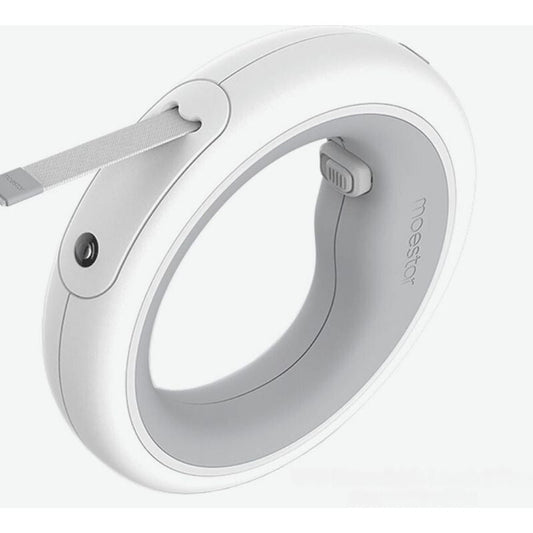 Moestar 2 Plus Visszahúzható Kutyapóráz - 3 m, LED Lámpával, Rózsaszín-Fehér, Ergonomikus Markolat