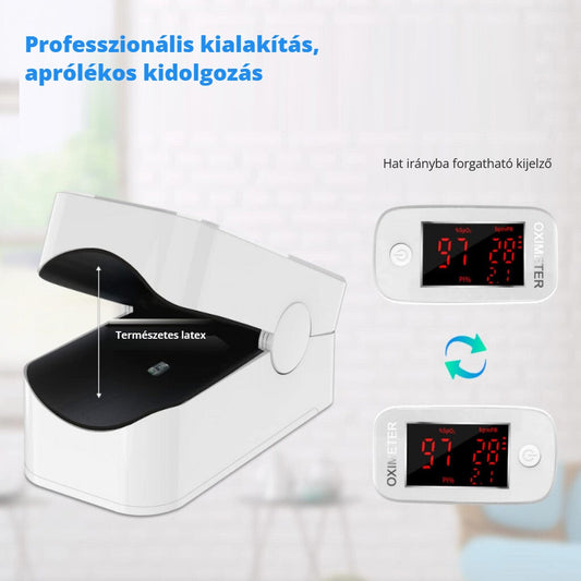 Mommed ujjas pulzoximéter természetes latex betéttel, forgatható kijelzővel