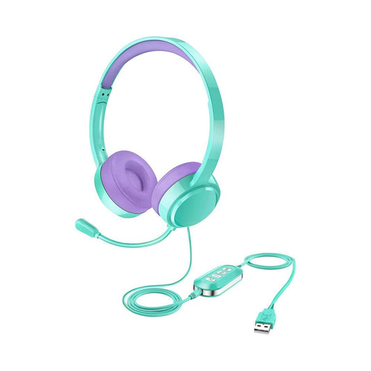 MPOW Gyerek Headset Menta-Lila Színben - Állítható és Kényelmes Fejhallgató