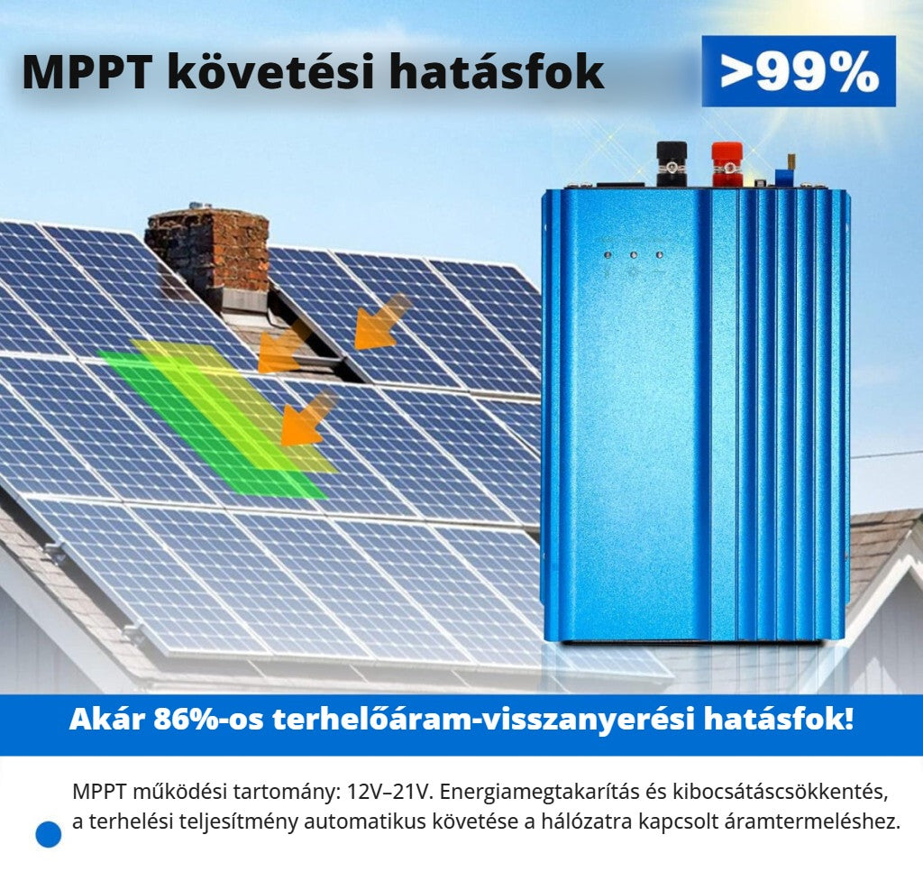 Napelemes inverter 500 W – MPPT hatásfok
