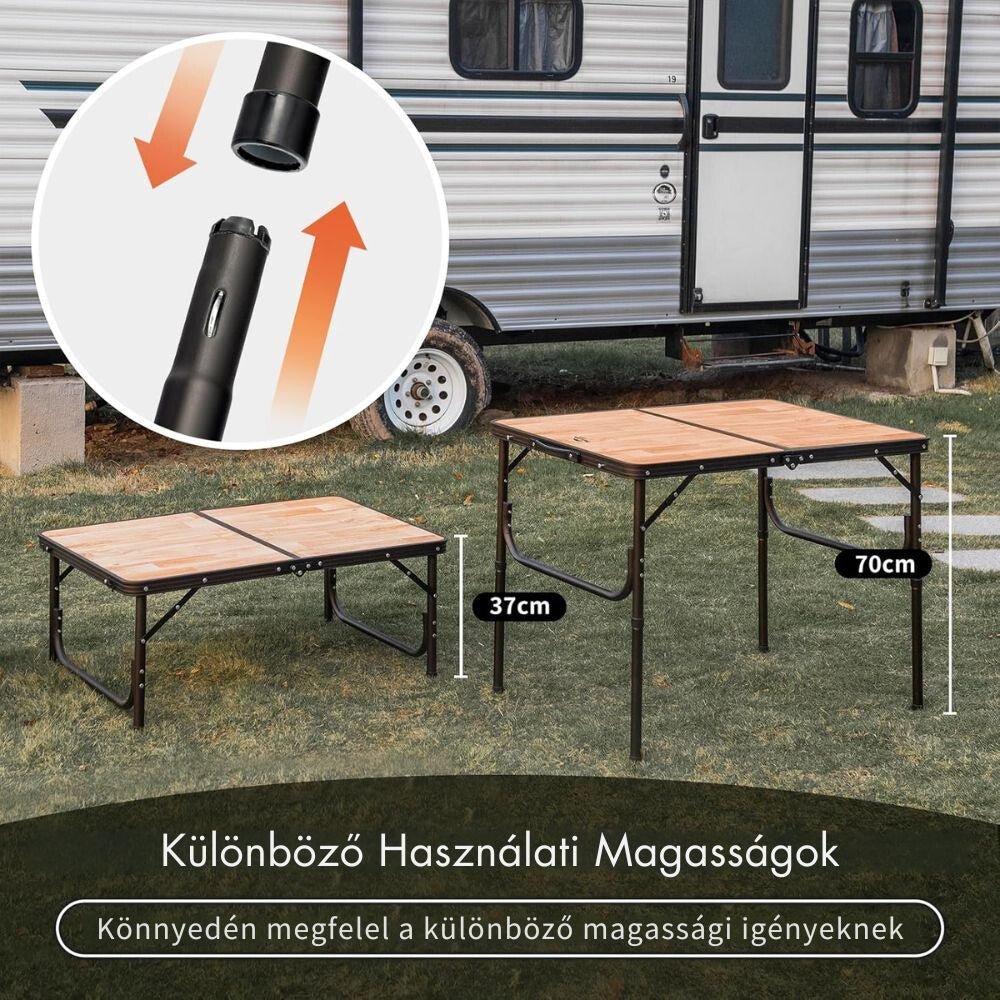 Naturehike Összecsukható Kempingasztal – MDF Asztallappal és Hordtáskával, 53 × 40 cm, Világos Natúr Fa Hatású