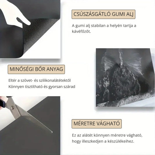 Nedvszívó csaptelep alátét – csúszásgátló gumi alj, minőségi bőr anyag, méretre vágható