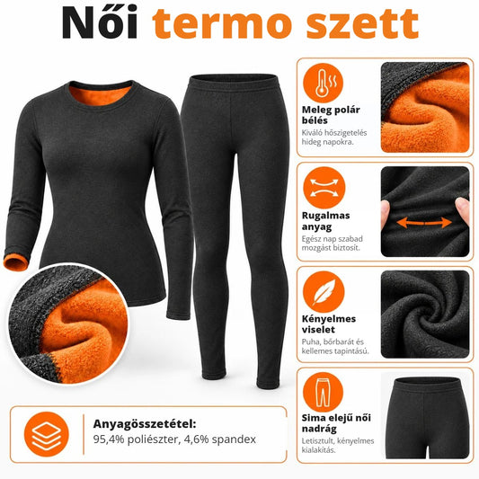 Női termo aláöltözet szett polárbéléssel, rugalmas anyag, 95,4% poliészter és 4,6% spandex