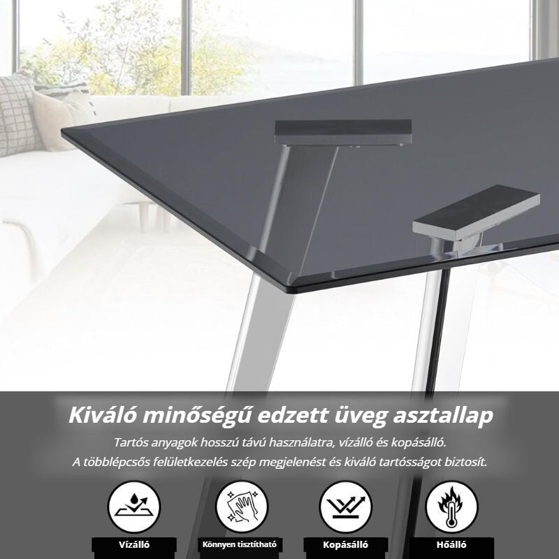 Ofcasa dohányzóasztal – kiváló minőségű edzett üveg asztallap, vízálló, hőálló