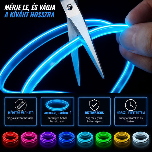 OneLED autós LED szál méretre vágható, rugalmas, biztonságos, hosszú élettartamú