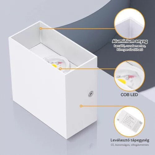 Oowolf LED fali lámpa – alumínium ház, COB LED