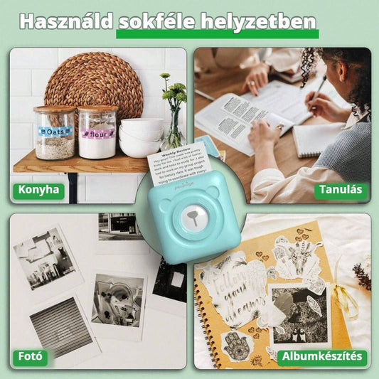 PeriPage mini nyomtató konyhába, tanuláshoz, fotókhoz, albumkészítéshez