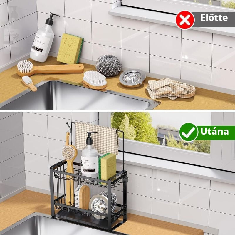 PKBD 2 szintes mosogatószivacs-tartó – előtte és utána