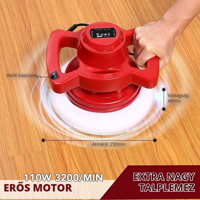 Meterk polírozógép 250 mm extra nagy talplemez