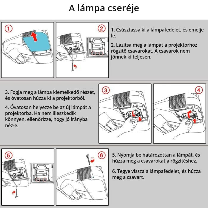 Projektor lámpa ELPLP71 cseréje – útmutató