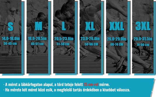 Rokesa térdrögzítő mérettáblázat – S-től 3XL-ig