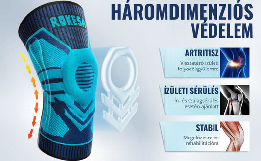 Rokesa térdrögzítő – háromdimenziós védelem, artritisz, ízületi sérülés
