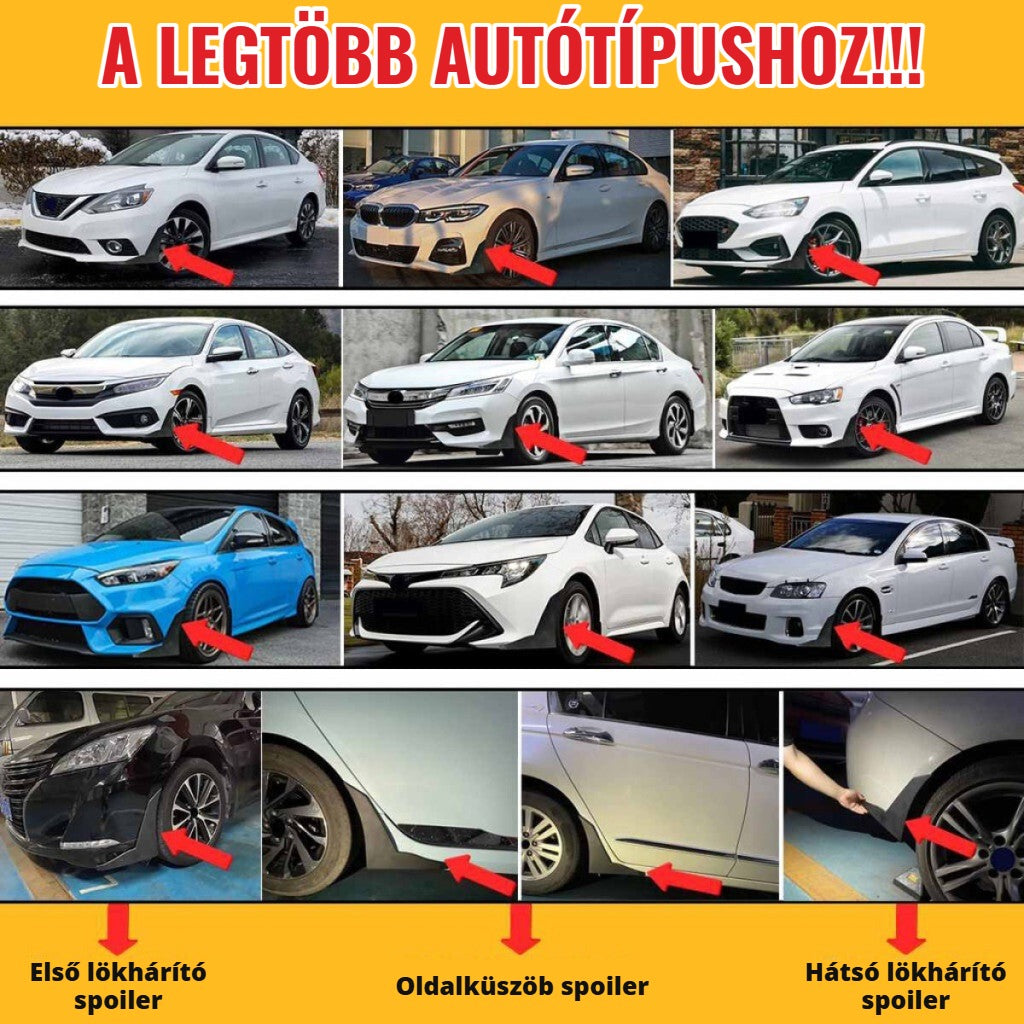 Autós sárvédő légbeömlő dísz – a legtöbb autótípushoz, első, oldalsó és hátsó spoiler