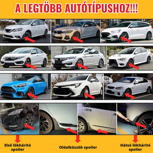 Autós sárvédő légbeömlő dísz – a legtöbb autótípushoz, első, oldalsó és hátsó spoiler