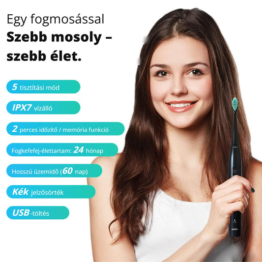 Sejoy DY156 szonikus elektromos fogkefe – 5 tisztítási mód, IPX7 vízálló, USB-töltés