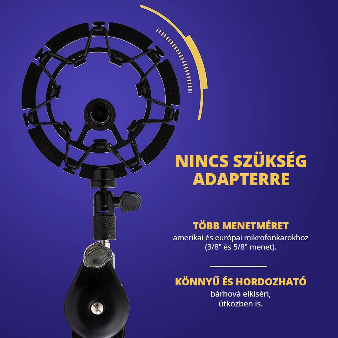 Shock mount mikrofontartó – nincs szükség adapterre, több menetméret