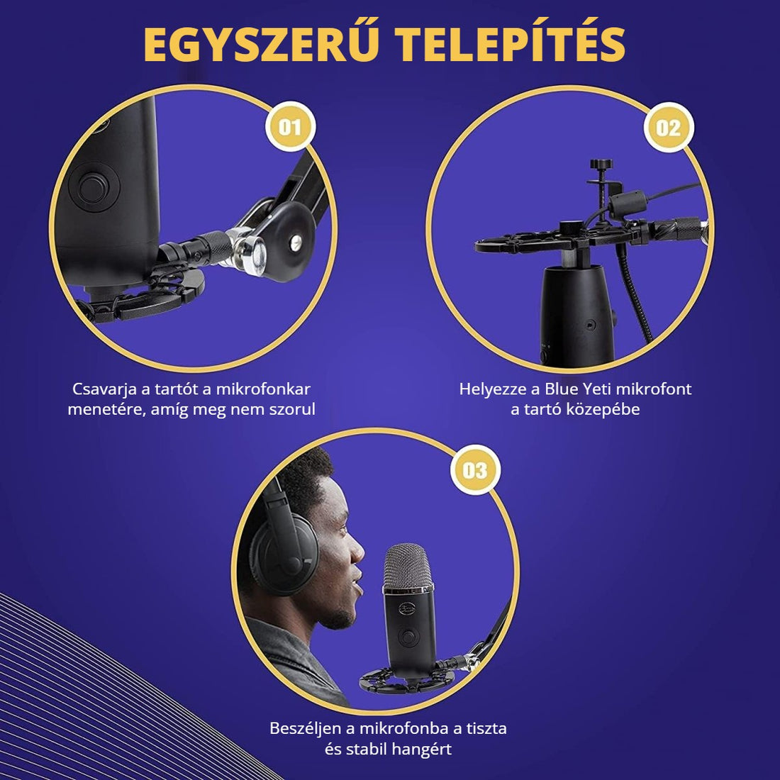 Shock mount mikrofontartó – egyszerű telepítés lépései