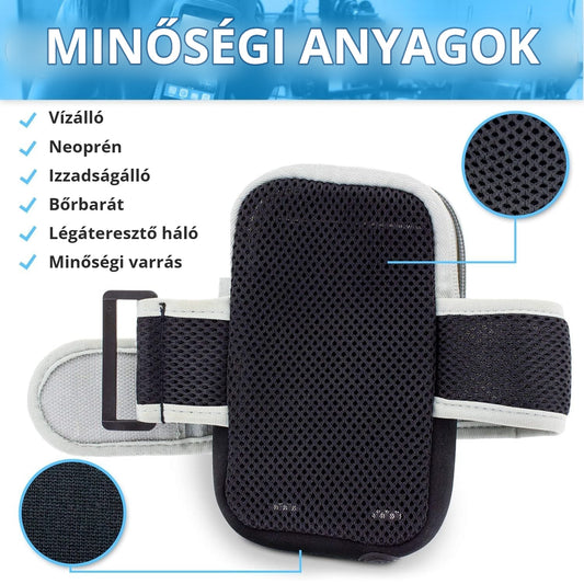 Sport telefontartó karpánt – vízálló, neoprén, légáteresztő háló