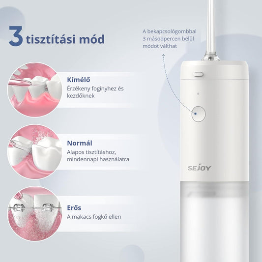 Elektromos szájzuhany 3 tisztítási móddal – kímélő, normál, erős