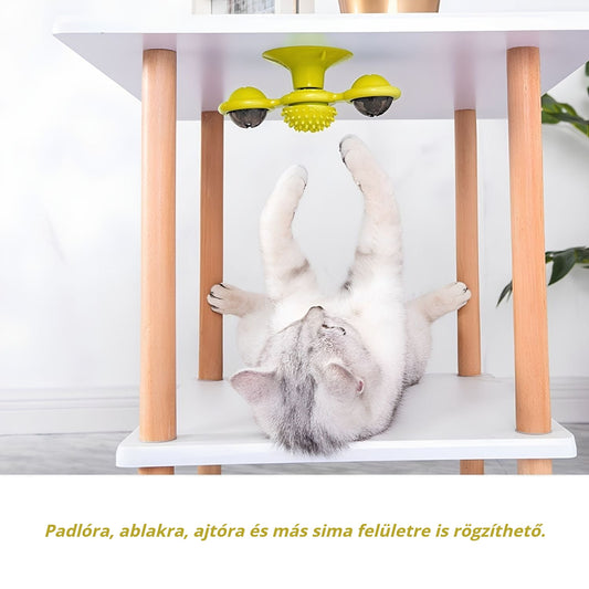 Tapadókorongos szélmalom macskajáték – padlóra, ablakra, ajtóra rögzíthető