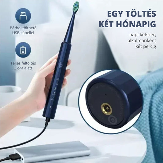 Sejoy szonikus elektromos fogkefe – egy töltés két hónapig, USB töltés