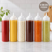 Szószadagoló Flakon Szett, 6 db, 230 ml – Műanyag Ketchup- és Mustáradagoló Palack Konyhába