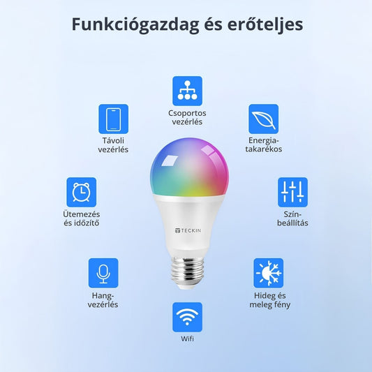 Teckin SB50 okos LED izzó – funkciók: hangvezérlés, ütemezés, színbeállítás