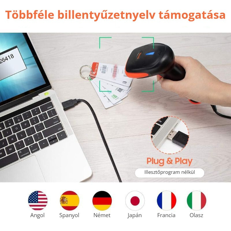 Tera 1500C vonalkódolvasó – többféle billentyűzetnyelv, Plug & Play, illesztőprogram nélkül