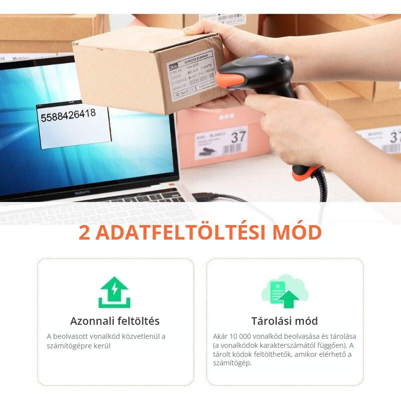 Tera 1500C vonalkódolvasó 2 adatfeltöltési mód: azonnali feltöltés és tárolási mód