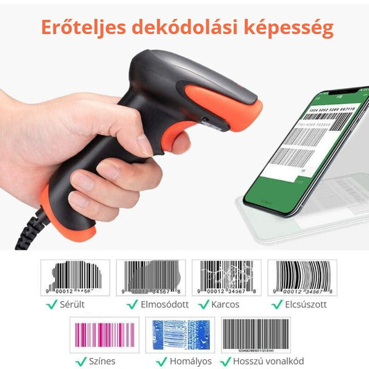Tera 1871 USB vonalkódolvasó – erőteljes dekódolás sérült vonalkódokhoz is