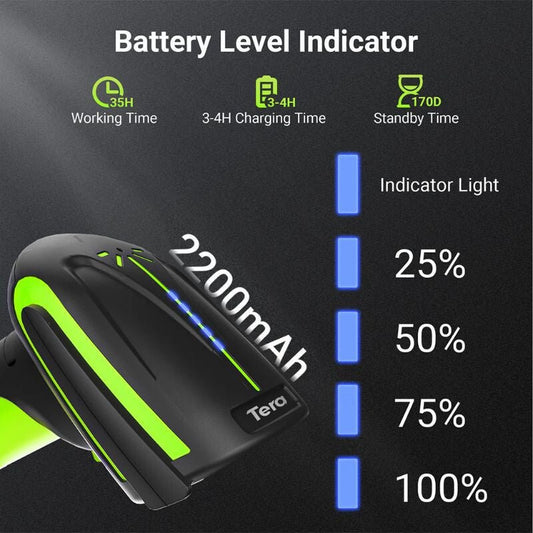 Tera 8100 Vezeték Nélküli 1D/2D/QR Vonalkódolvasó Bluetooth és USB Csatlakozással