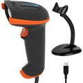 Tera D5100Y-Z vezetékes 1D2D Vonalkódolvasó Állvánnyal – IP65 Por- és Vízálló, Plug & Play - Narancssárga