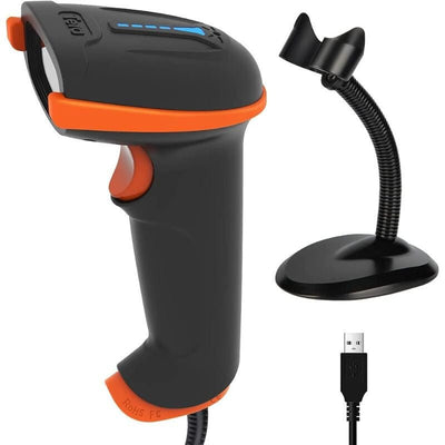 Tera D5100Y - Z vezetékes 1D2D Vonalkódolvasó Állvánnyal – IP65 Por - és Vízálló, Plug & Play - Narancssárga - BShopy