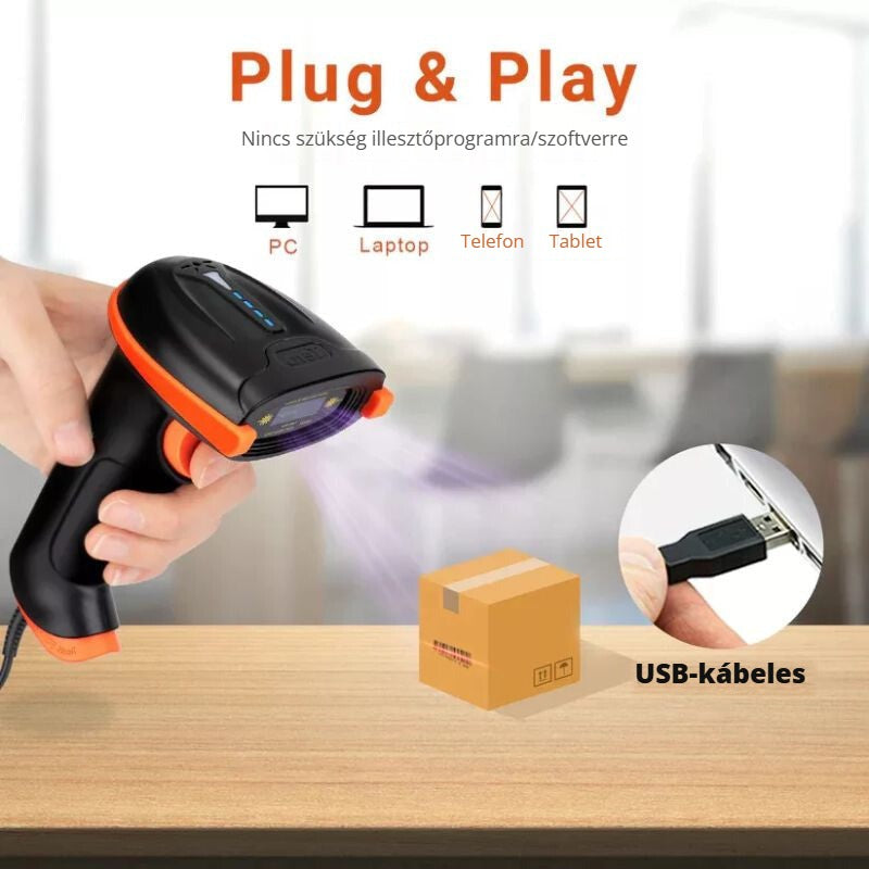Tera L5100Y vonalkódolvasó – Plug & Play, USB-kábeles, illesztőprogram nélkül