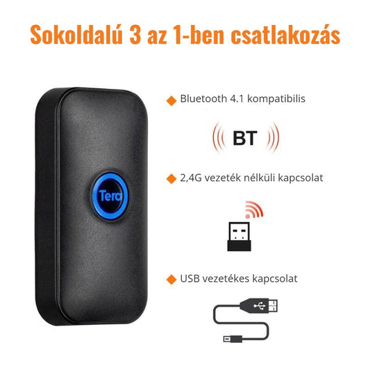Tera vonalkódolvasó – 3 az 1-ben csatlakozás: Bluetooth, 2,4G és USB