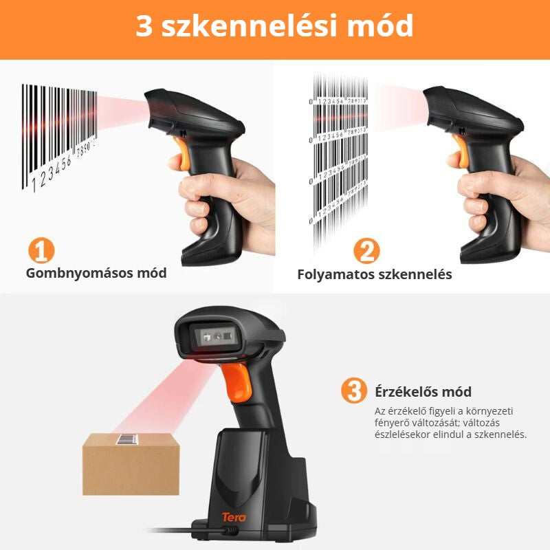 Tera HW0007-BT vonalkódolvasó – 3 szkennelési mód