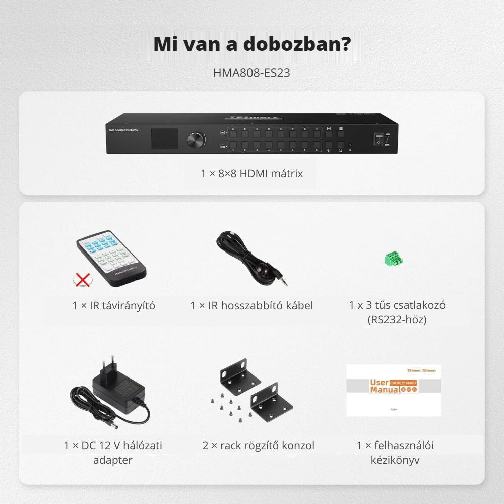 TESmart HDMI switch – a csomag tartalma