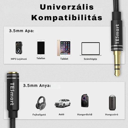 TESmart 3,5 mm jack hosszabbító kábel – univerzális kompatibilitás