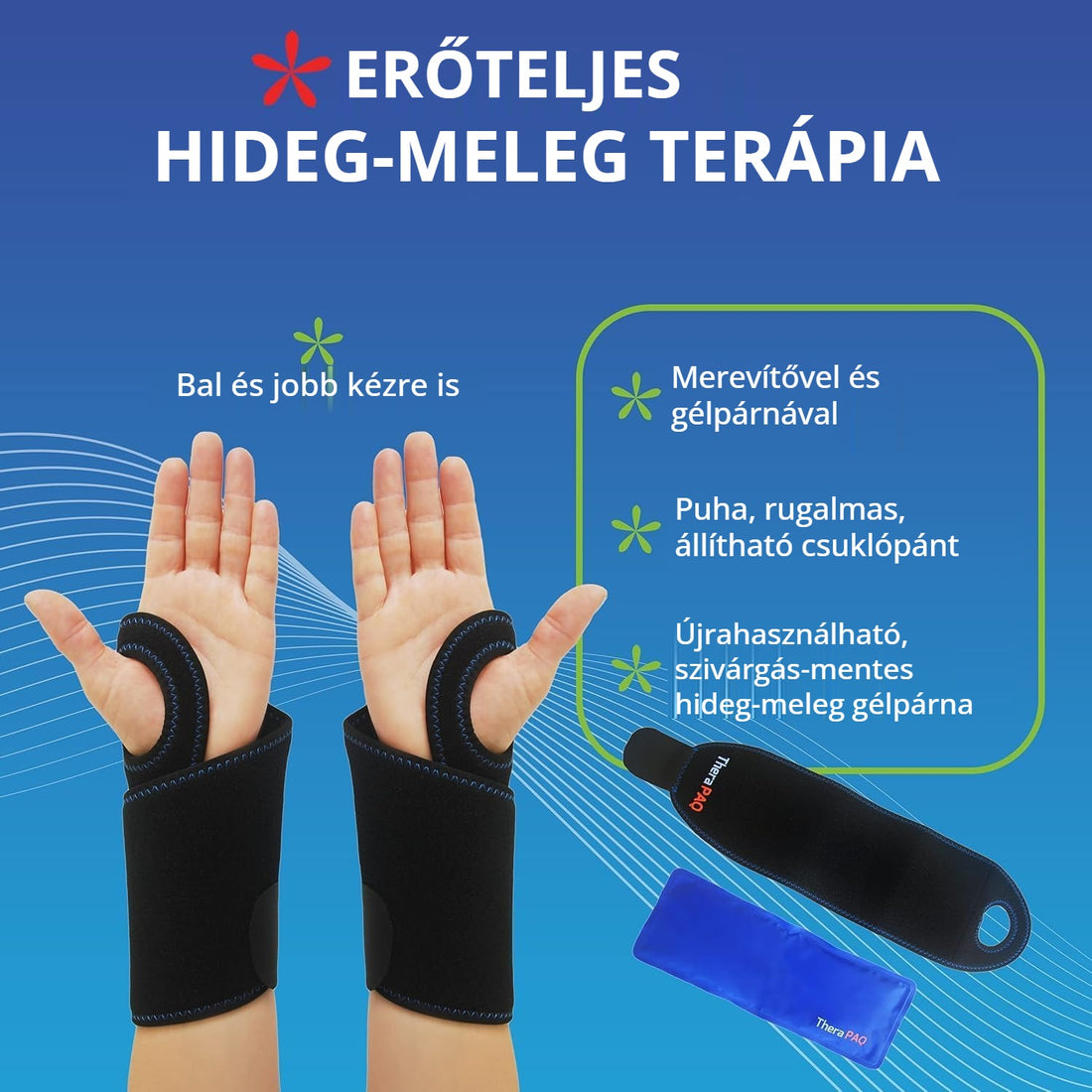 TheraPAQ csuklórögzítő – hideg-meleg terápia gélpárnával