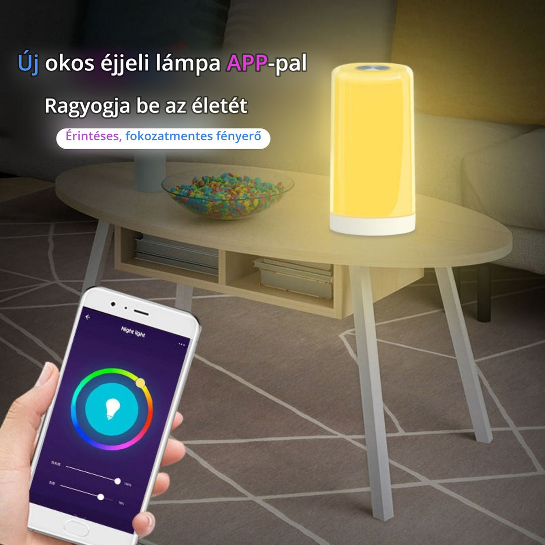 Okos USB-s LED asztali lámpa alkalmazásos vezérléssel, érintéses fényerő-szabályzás
