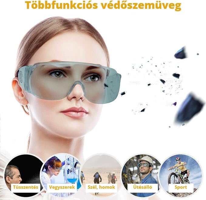 Többfunkciós védőszemüveg – ütésálló, véd por, homok, szél és vegyszerek ellen