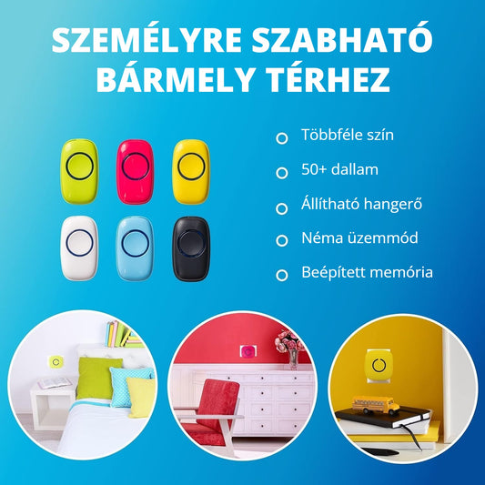 Vezeték nélküli ajtócsengő – többféle szín, 50+ dallam, állítható hangerő