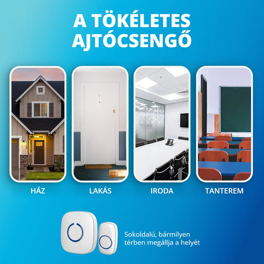 Vezeték nélküli ajtócsengő házba, lakásba, irodába és tanterembe