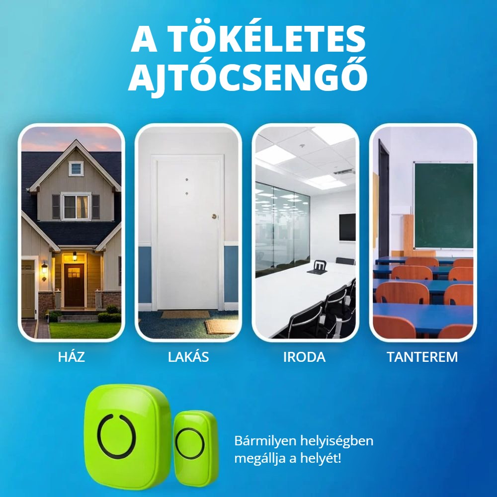 Vezeték nélküli ajtócsengő házba, lakásba, irodába, tanterembe